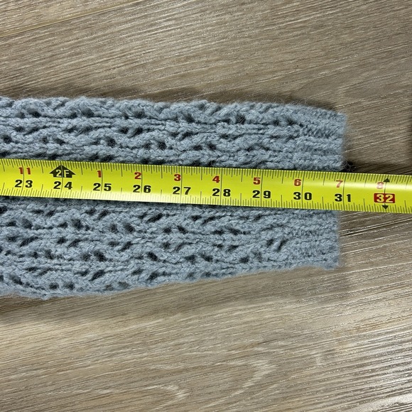 Reformation Medium Clara Merino Wool Alpaca Mineral Pointelle Blue Knit Cardigan - Picture 12 of 12